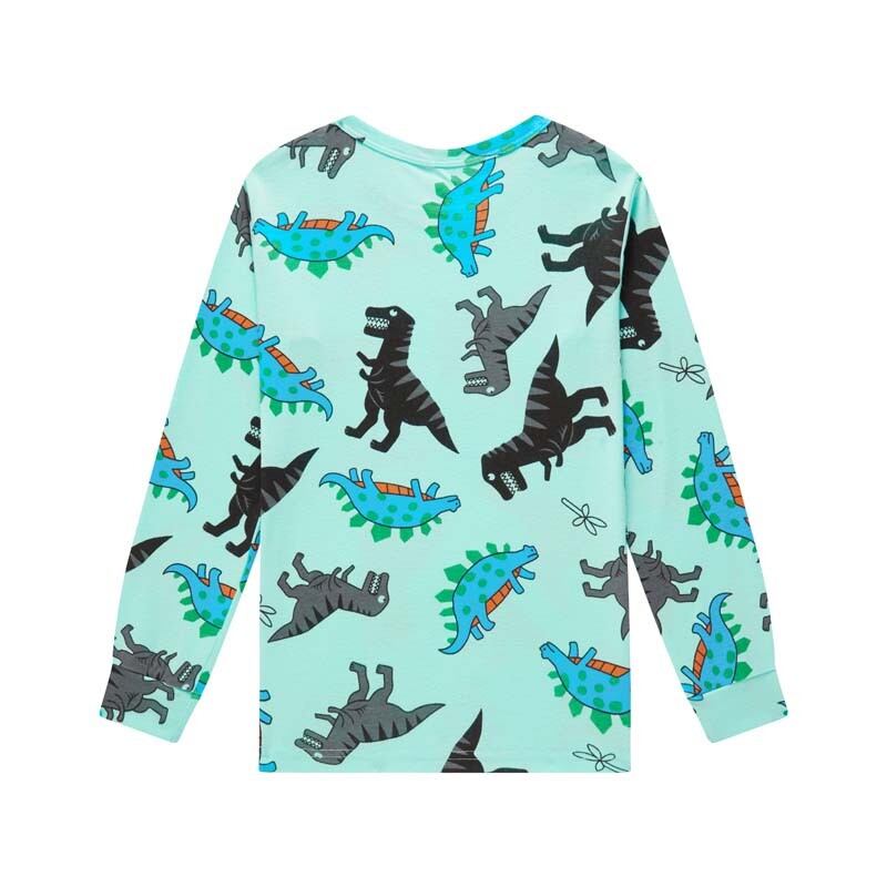 2PCS Пролет Есен Памучни щампи с динозаври с дълъг ръкав Карикатури на животни Момчета Деца Бебе Детски комплекти пижами Пижами за момичета 3-8T