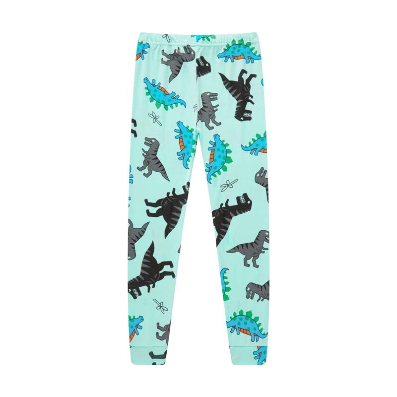 2PCS Пролет Есен Памучни щампи с динозаври с дълъг ръкав Карикатури на животни Момчета Деца Бебе Детски комплекти пижами Пижами за момичета 3-8T