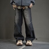 Hip hop amerikai trend retro egyenes szárú mosott farmer farmer Tavaszi és őszi főutcai pár bő, széles szárú alkalmi nadrág