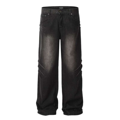 Hip hop amerikai trend retro egyenes szárú mosott farmer farmer Tavaszi és őszi főutcai pár bő, széles szárú alkalmi nadrág