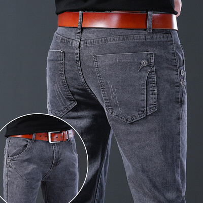 Trendi Férfi Stretch Skinny Farmer Retró mosott hópehely Slim Fit klasszikus nadrág Férfi Alkalmi utcai gördeszkás farmer nadrág