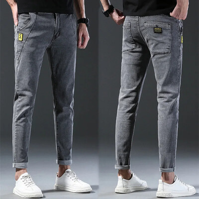 Trendi Férfi Stretch Skinny Farmer Retró mosott hópehely Slim Fit klasszikus nadrág Férfi Alkalmi utcai gördeszkás farmer nadrág