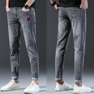 Trendi Férfi Stretch Skinny Farmer Retró mosott hópehely Slim Fit klasszikus nadrág Férfi Alkalmi utcai gördeszkás farmer nadrág