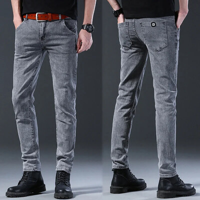 Trendi Férfi Stretch Skinny Farmer Retró mosott hópehely Slim Fit klasszikus nadrág Férfi Alkalmi utcai gördeszkás farmer nadrág