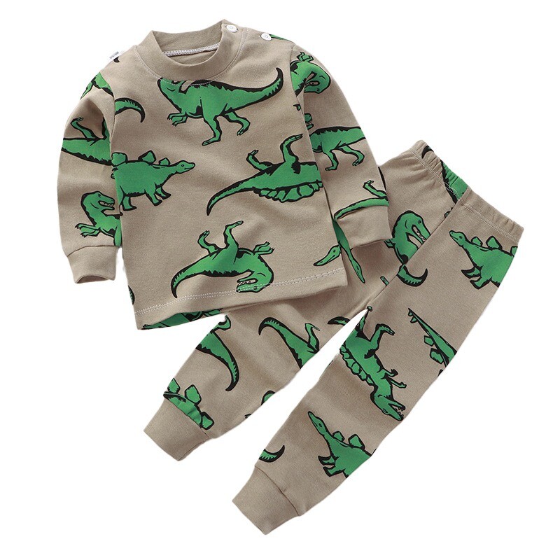 Παιδικά σετ ρούχων Cartoon Dinosaur Boy Sleepwear Μακρυμάνικη βαμβακερή πιτζάμες Παιδική πιτζάμες Cozy Nightwear Loungewear