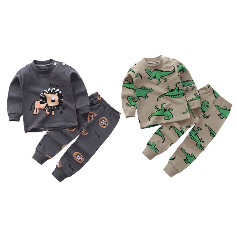 Παιδικά σετ ρούχων Cartoon Dinosaur Boy Sleepwear Μακρυμάνικη βαμβακερή πιτζάμες Παιδική πιτζάμες Cozy Nightwear Loungewear