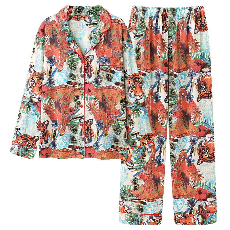 Nagy méretű M-4XL női pizsama szett tavaszi és őszi kötött pamut hosszú ujjú pizsama női pizsama