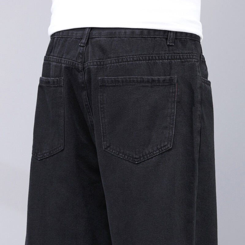 Fekete farmer férfi bő szabású táskás nadrág széles szárú utcai viselet Hiphop férfi farmer nadrág férfi ruházat hosszú nadrág 2022 újdonság