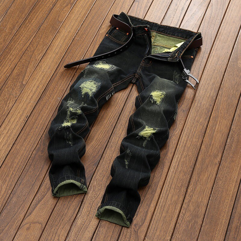 Υψηλής ποιότητας Ανδρικά Casual Jeans Denim Hole Ruined Hip Hop Biker Straight Παντελόνι Ανδρικό Casual Παντελόνι Plus Size