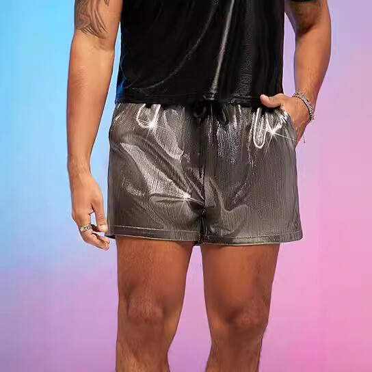 Laos uued 2024. aasta suvel populaarsed lühikesed püksid läikivad laiad vabaaja püksid