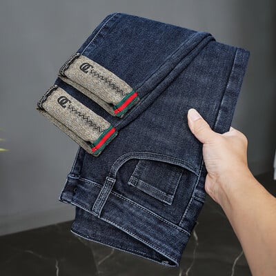 Pantaloni rupti, obișnuiți, slim, drepti, blugi, confort, ocazional, de toamnă, pantaloni de denim, clasici, slăbiti, vintage, unisex, pantaloni elastici pentru bărbați