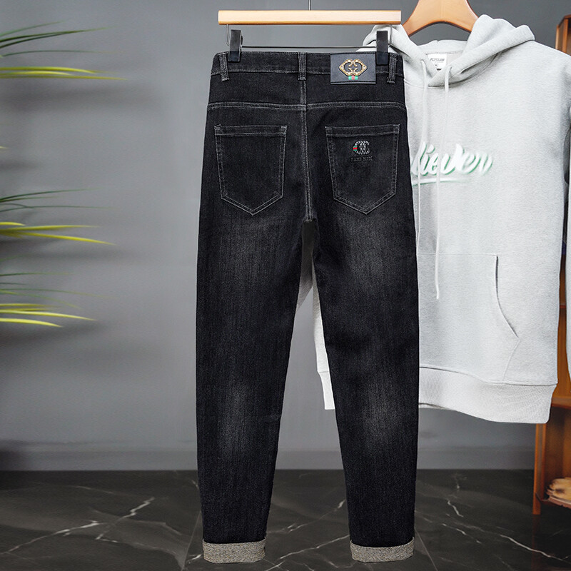 Pantaloni rupti, obișnuiți, slim, drepti, blugi, confort, ocazional, de toamnă, pantaloni de denim, clasici, slăbiti, vintage, unisex, pantaloni elastici pentru bărbați