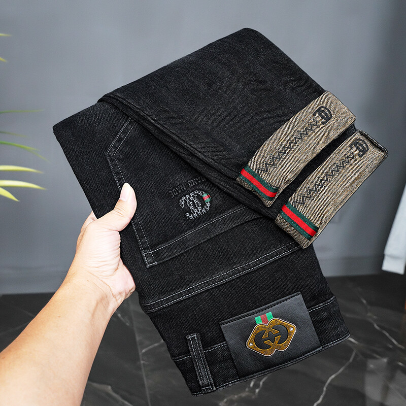 Pantaloni rupti, obișnuiți, slim, drepti, blugi, confort, ocazional, de toamnă, pantaloni de denim, clasici, slăbiti, vintage, unisex, pantaloni elastici pentru bărbați