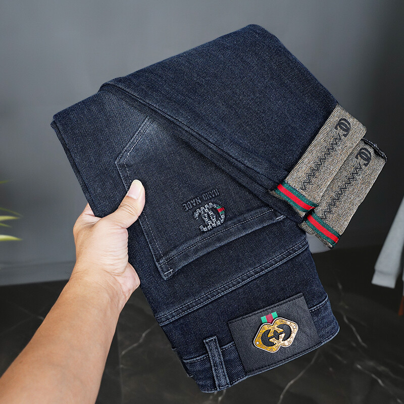 Pantaloni rupti, obișnuiți, slim, drepti, blugi, confort, ocazional, de toamnă, pantaloni de denim, clasici, slăbiti, vintage, unisex, pantaloni elastici pentru bărbați
