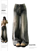 Blugi largi de damă, blugi, vintage, coreeani, pantaloni din denim Y2k, Harajuku, anii `90, pantaloni de cowboy cu talie înaltă, haine trasy din anii 2000