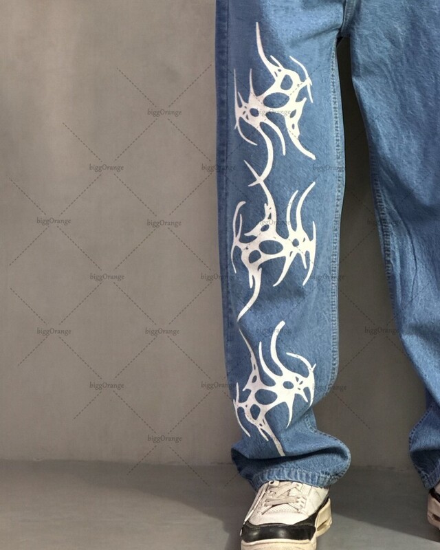 Amerikietiškas gatvės hiphopas Harajuku Y2K laisvalaikio laisvi džinsai, vyriški, retro stiliaus, universalūs, didelės, tiesios, plačios kelnės moterims