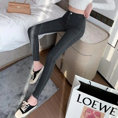 Dámske letné tenké elastické džínsy s vysokým pásom, všestranné, trendy, dlhé nohavice, zoštíhľujúci strih, európsky americký štýl