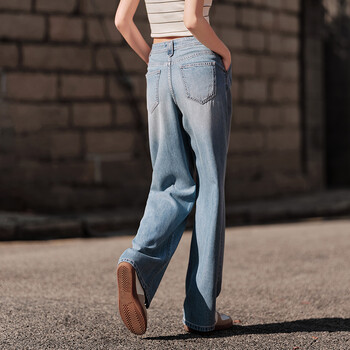 Semir Jeans Women Cover Meat Широки крачоли Панталони Hundred With Simple 2024 Summer New Cool Feeling Do Old Trousers Street Tide