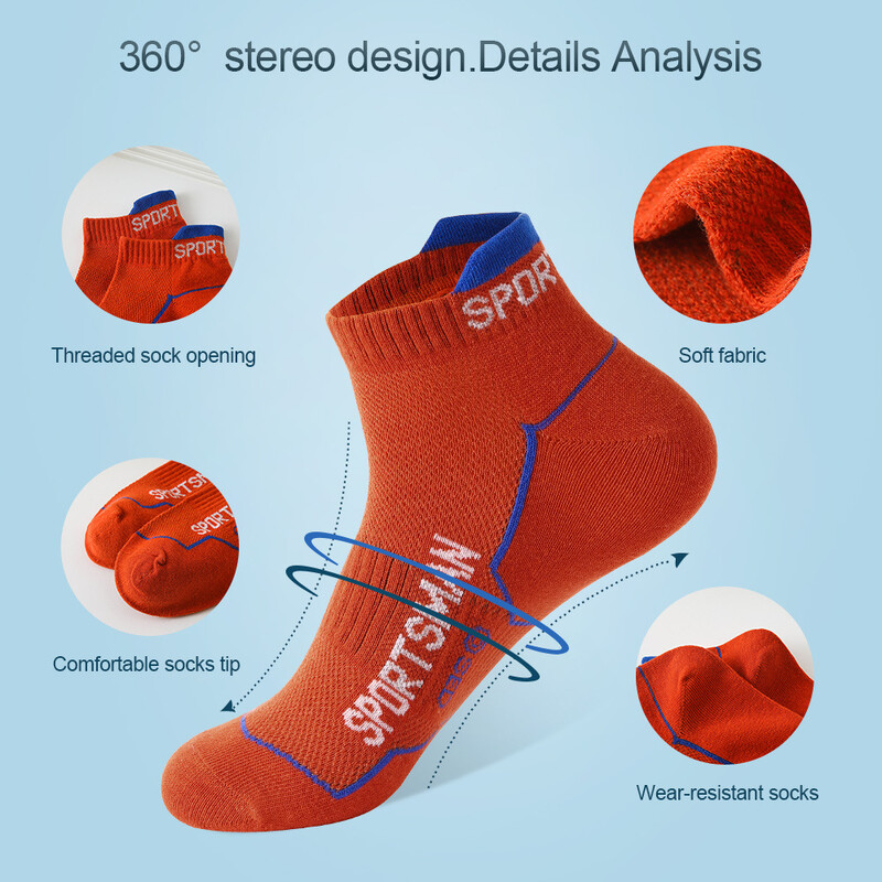 6 pár zokni Férfi rövid zokni Izzadságelnyelő és illatos kosárlabda zokni Futó sportzokni Légáteresztő hálós férfi zokni