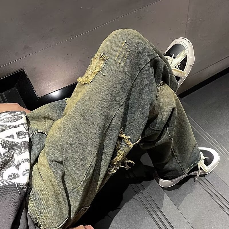 Vintažinės „Black Hole“ vyriškos džinsinės kelnės Bf rudens mėlynos spalvos aukštu juosmeniu „Hip Hop“ laisvos plačios kelnės, solidžios tiesios džinsinės kelnės Naujos L50