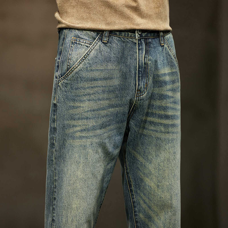 KSTUN Blugi largi Bărbați Pantaloni harem cu tăiere largi Blugi retro albaștri cu picioare largi Pantaloni din denim pentru bărbați Îmbrăcăminte pentru bărbați Îmbrăcăminte de stradă Nou Kpop