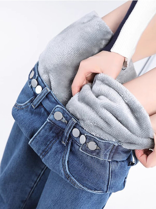 Žieminės vilnos pamušalas Baggy Straight džinsai Moteriški šilti pliušiniai aksominiai laisvalaikio džinsiniai kelnės Korėjietiški gatvės drabužiai storomis plačiomis kojomis „Vaqueros“