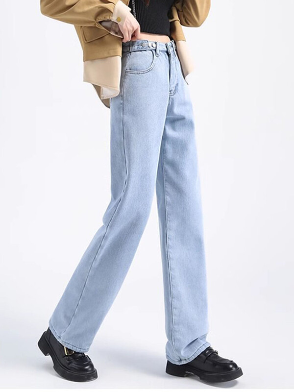 Žieminės vilnos pamušalas Baggy Straight džinsai Moteriški šilti pliušiniai aksominiai laisvalaikio džinsiniai kelnės Korėjietiški gatvės drabužiai storomis plačiomis kojomis „Vaqueros“