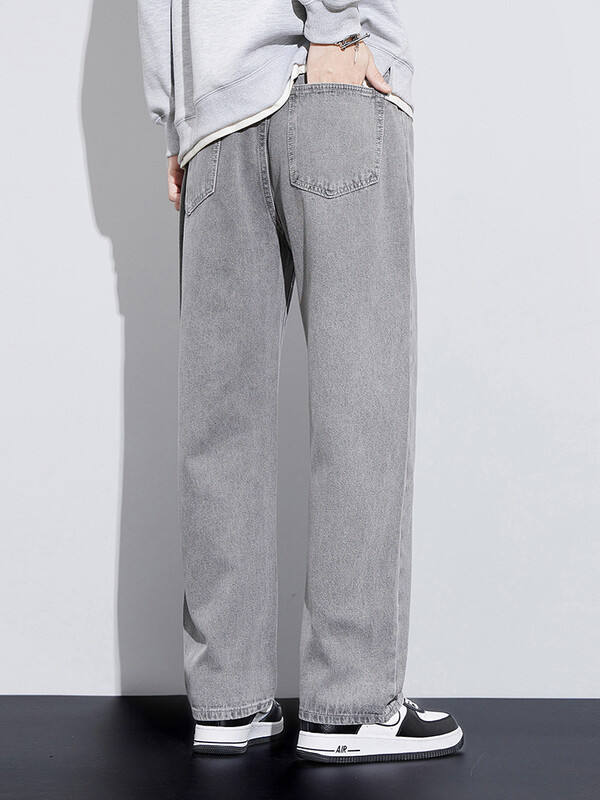 90% pamut Férfi táskás farmernadrág Új őszi téli High Street divat Rugalmas derék alkalmi nadrág Férfi egyenes, széles szárú nadrág