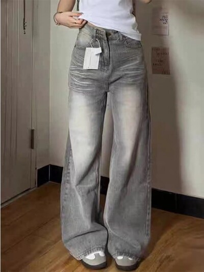 Dámske vintage džínsy Y2k, vrecovité, kórejské, módne džínsové nohavice Harajuku Kpop, streetwear nohavice, japonské, jarné džínsy v štýle 2000s