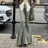 CIBBAR Distressed y2k Flared Jeans Streetwear y2k Low Rise σχισμένο τζιν παντελόνι Harajuku Vintage Mom Jeans Hippie denim παντελόνι