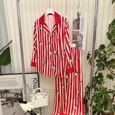 Ζέβρα στάμπα κοστούμι πιτζάμες Νέα καλοκαιρινά πυζά νυχτικά Γυναικεία σαλονάκια Παντελόνια σετ σατέν Ρούχα σπιτιού Φαρδιά πιτζάμες νυχτικό