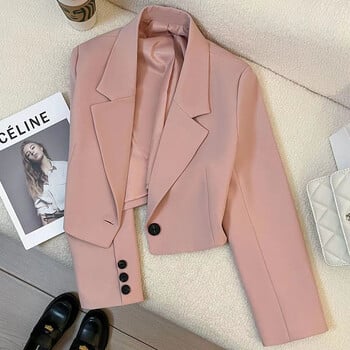 Cropped Blazer Γυναικείο παλτό 2024 Γυναικείο trend Νέο γυναικείο μακρυμάνικο σακάκι με μονό κουμπί