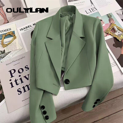 Cropped Blazer Γυναικείο παλτό 2024 Γυναικείο trend Νέο γυναικείο μακρυμάνικο σακάκι με μονό κουμπί