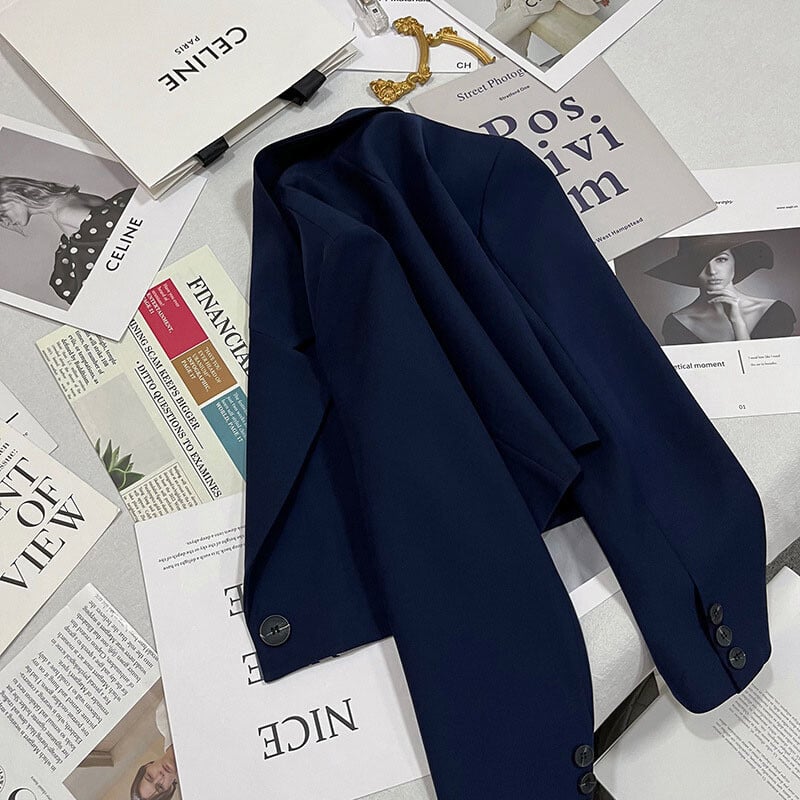 Vágott blézer, női kabát, 2024, női trend, új, hornyolt gallérral vágott kabát, női hosszú ujjú, egygombos öltöny