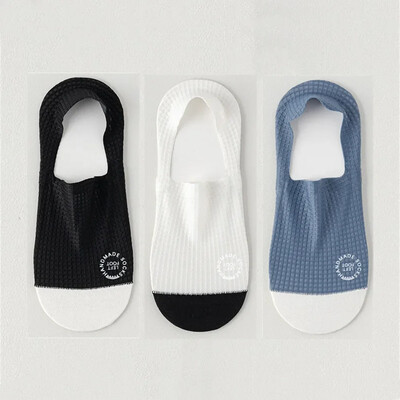 3 pár vékony férfi jégselyem varrat nélküli láthatatlan zokni papucs lélegző kockás csúszásgátló zokni férfi pamut alsó zokni nyár
