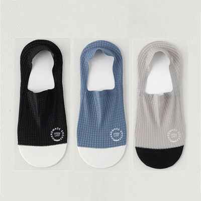 3 pár vékony férfi jégselyem varrat nélküli láthatatlan zokni papucs lélegző kockás csúszásgátló zokni férfi pamut alsó zokni nyár