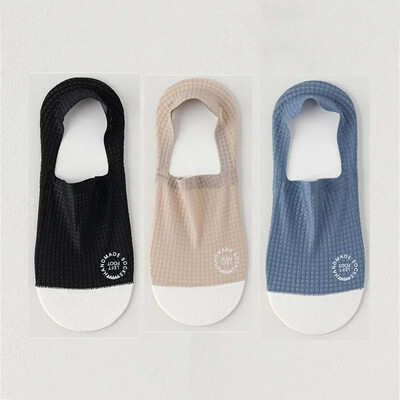 3 pár vékony férfi jégselyem varrat nélküli láthatatlan zokni papucs lélegző kockás csúszásgátló zokni férfi pamut alsó zokni nyár
