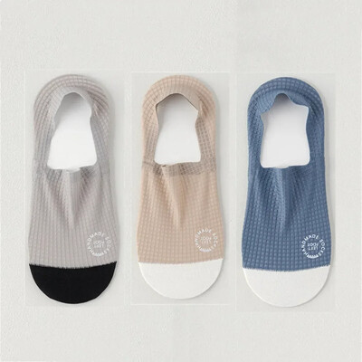 3 pár vékony férfi jégselyem varrat nélküli láthatatlan zokni papucs lélegző kockás csúszásgátló zokni férfi pamut alsó zokni nyár