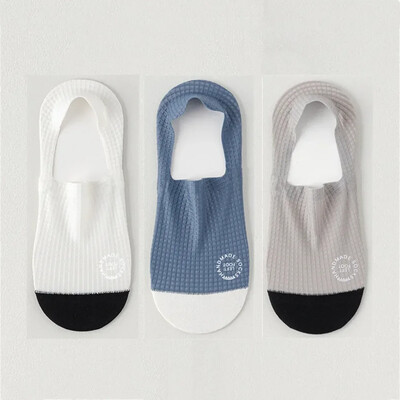 3 pár vékony férfi jégselyem varrat nélküli láthatatlan zokni papucs lélegző kockás csúszásgátló zokni férfi pamut alsó zokni nyár