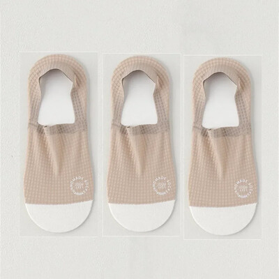 3 pár vékony férfi jégselyem varrat nélküli láthatatlan zokni papucs lélegző kockás csúszásgátló zokni férfi pamut alsó zokni nyár