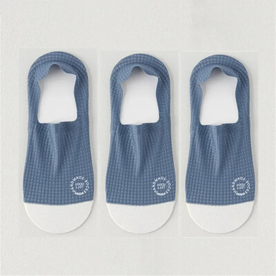 3 pár vékony férfi jégselyem varrat nélküli láthatatlan zokni papucs lélegző kockás csúszásgátló zokni férfi pamut alsó zokni nyár