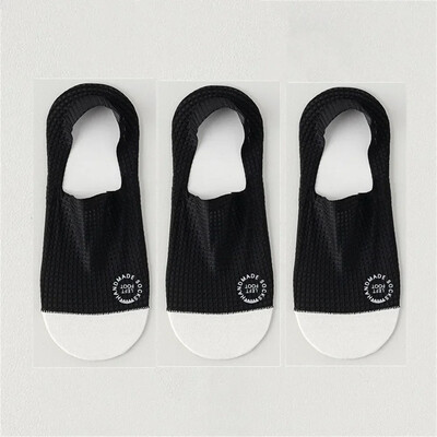 3 pár vékony férfi jégselyem varrat nélküli láthatatlan zokni papucs lélegző kockás csúszásgátló zokni férfi pamut alsó zokni nyár