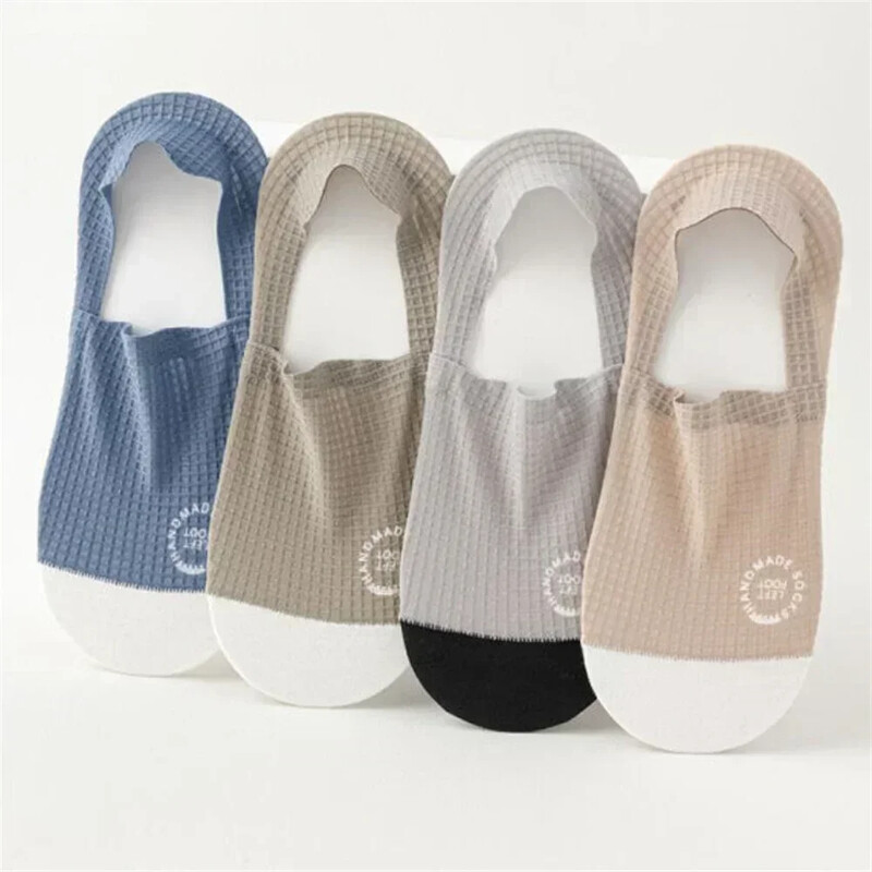 3 pár vékony férfi jégselyem varrat nélküli láthatatlan zokni papucs lélegző kockás csúszásgátló zokni férfi pamut alsó zokni nyár