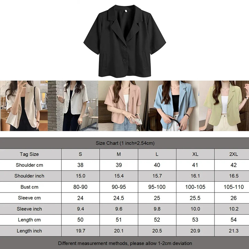 Nyári blézerek Női blézerek Közepes rugalmasságú poliészter rövid ujjú, egysoros, egyszínű nyári meleg új