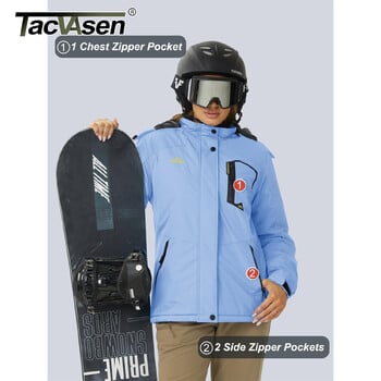 TACVASEN Γυναικεία χειμερινή μόδα μπουφάν Snowboard για σκι Thermal Fleece Αδιάβροχο Fish Casual Work Μπουφάν βροχής Windbreaker Parka