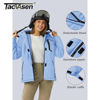 TACVASEN Γυναικεία χειμερινή μόδα μπουφάν Snowboard για σκι Thermal Fleece Αδιάβροχο Fish Casual Work Μπουφάν βροχής Windbreaker Parka