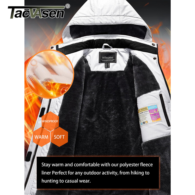 TACVASEN Jachetă de schi snowboard pentru femei, la modă de iarnă, polară termică, impermeabilă, pește, ocazional, jachetă de ploaie, haină, parka