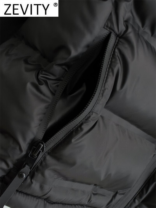 ZEVITY pentru femei, la modă, cu guler în picioare, cu mânecă lungă, patchwork, din bumbac matlasat.