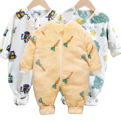 Korall bársony pizsama fiúknak lányoknak vastag flanel nadrágok tipegők meleg jumpsuitek gyerekeknek rajzfilm takaró őszi téli hálóruha
