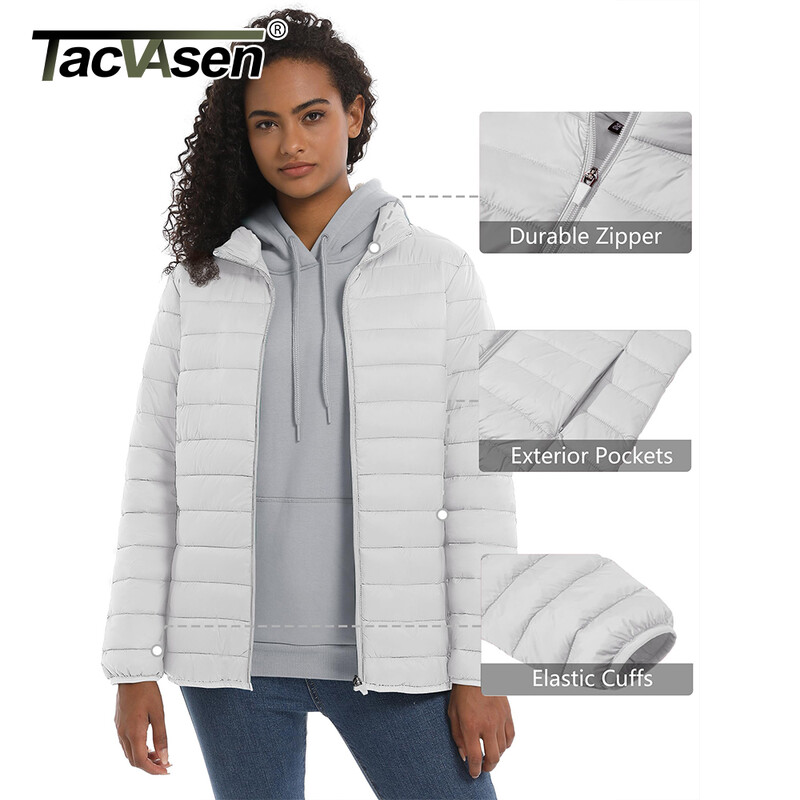TACVASEN pufer jakna s punim patentnim zatvaračem Ženska zimska lagana prošivena topla kaputi Ležerna vjetrovka Oversize Outwear Outdoor